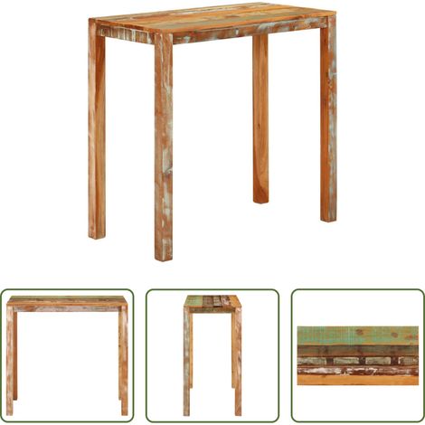 Bois recyclé - Table de bar 112x55x108 cm Bois massif de récupération (1/5)