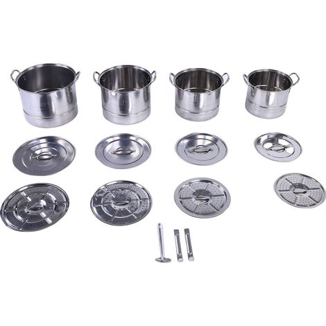 Ensemble de marmites en acier inoxydable, 4 pièces, ustensiles de cuisine à Induction, soupe avec support à vapeur pour la cuisine
