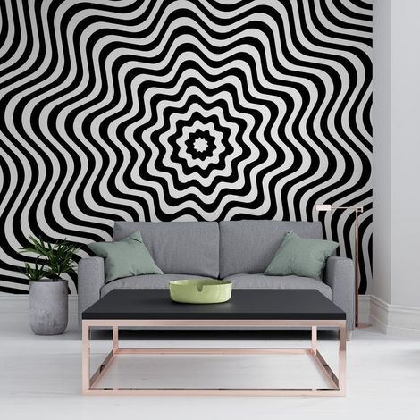 Papier Peint Noir et Blanc - Illusions Hypnotiques - 150 x 250 cm (1/2)
