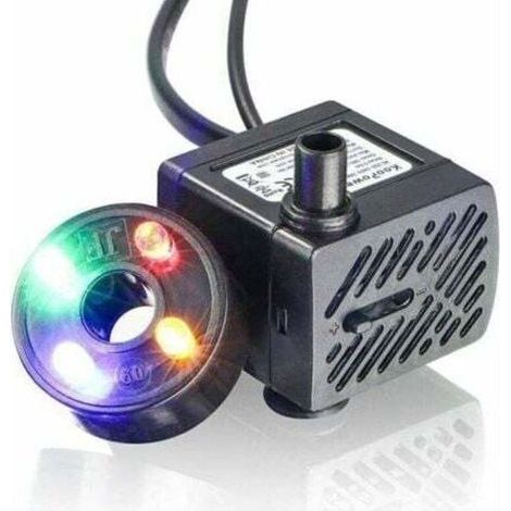 Mini pompe à eau avec LED 150L / h 2 W petit aquarium, jardin, fontaine, bassin de jardin, fontaine, pompe d'aquarium. (1/4)