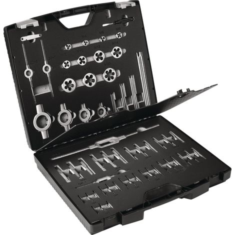 Juego de machos y terrajas M3-M20 54pz.HSS Estuche plást. TECWERK (1/2)