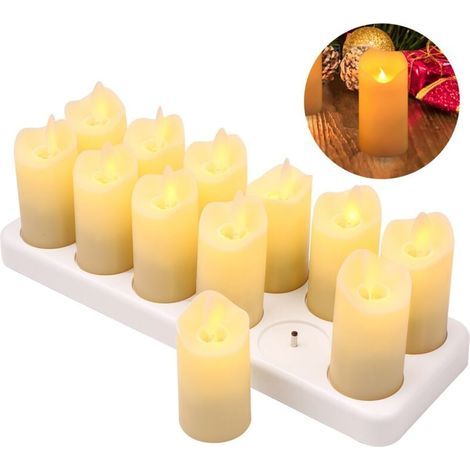 12 Pièces Bougies LED Bougie Électrique Artificielle avec Éclairage Jaune Chaud avec Base pour Décoration de Table Votive Centres de Table de Mariage Anniversaire (1/5)