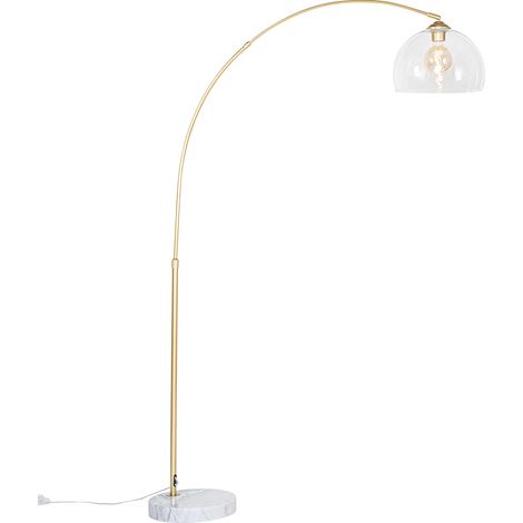 QAZQA Moderno Lámpara de arco inteligente de latón con cristal transparente con WiFi G95 - Arc Acero /Mármol /Vidrio Esfera Adecuado para LED Max. 1 x 4.9 Watt (1/5)