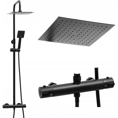 Colonne de douche Silla, système de douche avec mitigeur réglable en hauteur, design moderne, Noir mat