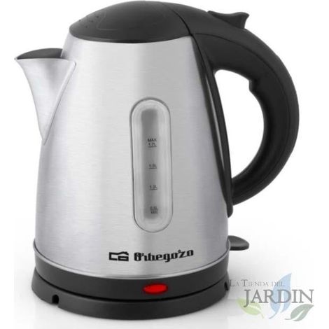 Orbegozo Wasserkocher 1,7 Liter.  Flüssigkeiten erhitzen.  Körper aus INOX.  Abnehmbarer Krug.  Leistung 2200W.