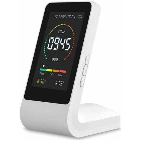 Détecteur De Co2 Dioxyde De Carbone, Détecteur De Qualité De L'air Détecteur d'air, Moniteur De Qualité De L'air, Moniteur De CO2 Domestique avec Capteur De Température Et D'humidité (1/4)