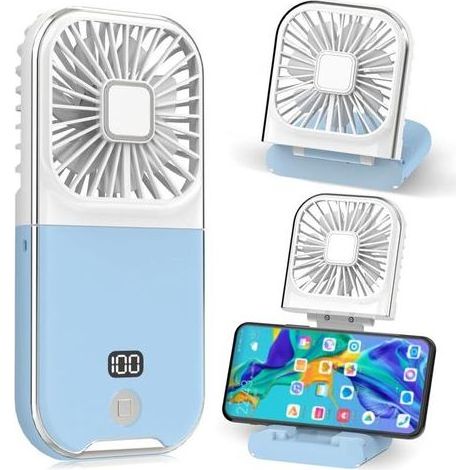 Mini Ventilateur Portable Ventilateur à Main USB Rechargeable Petit Portatif Portable Ventilo Ventilateur de Poche Silencieux Fan Pour Bureau, Maison, Extérieur, Dormir (Bleu) (1/5)