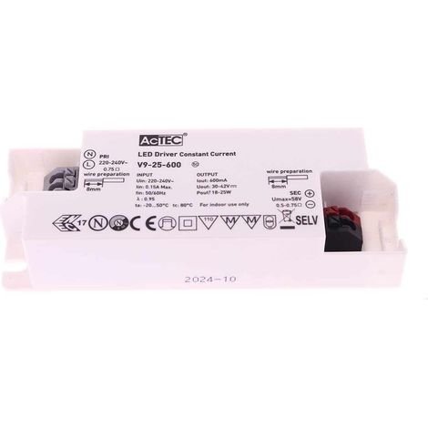 Led Driver CC Corrente Costante 600mA 30V-42VDC Per Alimentare Led Max 25W