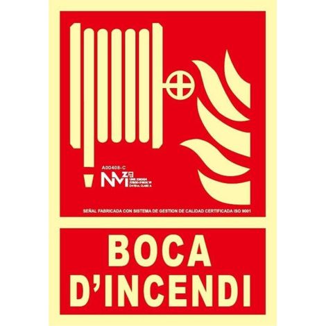 Señal de extinción Boca D'incendi con capa luminescente PVC Clase B 210 x 300 mm SEKURECO (1/2)