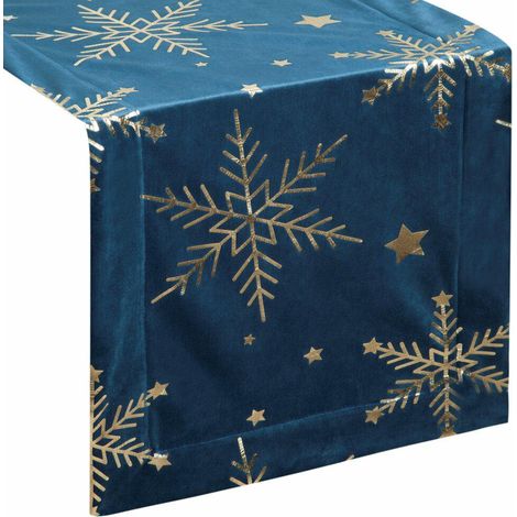 Weihnachtstischläufer 11B 40x140 cm marineblau (1/4)
