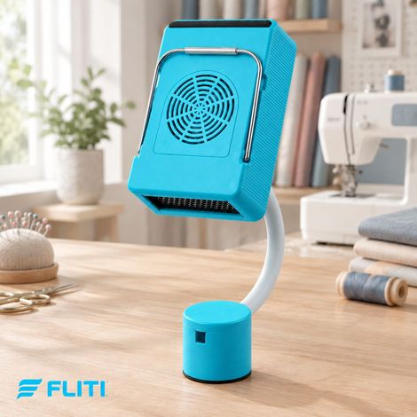 FLITI Mini Fan Heater for Sewing Machines - Fast Heating 140W - Double Magnetic Mounting - Blue (1/5)