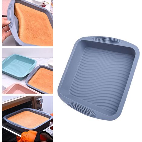 Teglia quadrata in ceramica antiaderente con manico in silicone, adatta per forno, microonde e congelatore (grigia). (1/3)