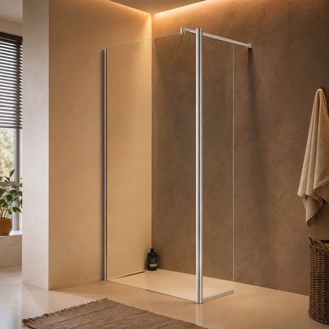 Paroi de douche Fixe 80 cm + Volet Mobile 40 cm - Transparente (1/5)