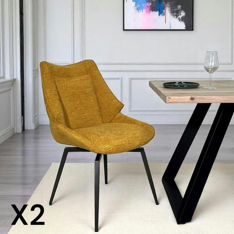 Chaise design tissu microfibre moutarde (lot de 2) IENA (1/5)
