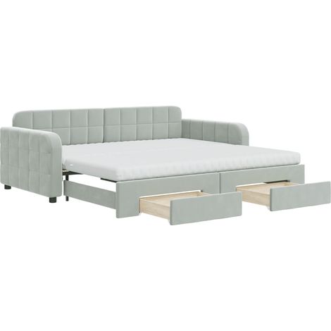 Maison Exclusive - Divano Letto Estraibile Cassetti Grigio Chiaro 90x190cm Velluto