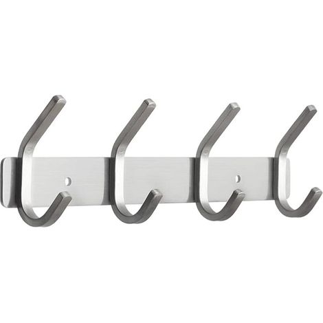 Patère Murale - 4 Crochets - Acier Inoxydable SUS 304 Brossé - Pour Cuisine Salle De Bain Chambre - Lot De 1 (1/5)