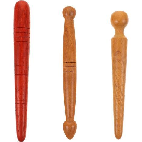 Lot de 3 bâtonnets de réflexologie plantaire en bois, stylos de massage pour les pieds-12.00X1.80X1.80CM-Assorted Color (1/4)