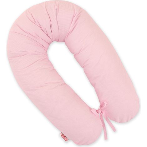 Längeres Schwangerschaftskissen für Schwangere zum Schlafen + abnehmbarer Bezug - Rosa Streifen (1/5)