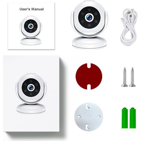 Decdeal Caméra d'animaux avec support magnétique 1080p Détection de mouvement intelligent intérieur 170 ° grand angle Vision nocturne sans fil pour la sécurité à domicile