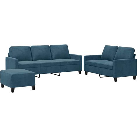 Maison Exclusive - Set di Divani 3 pz con Cuscini Blu in Velluto