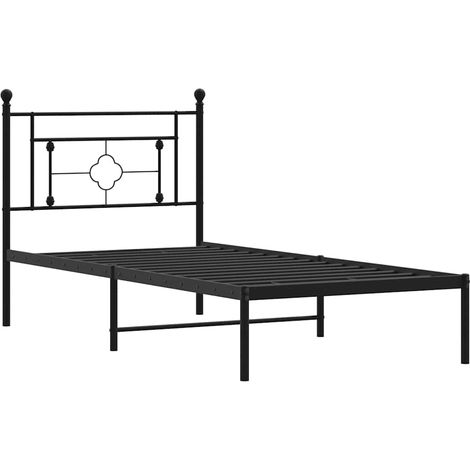 Metal Bed Frame without Mattress with Headboard Black 100x200cm vidaXL (1/5)