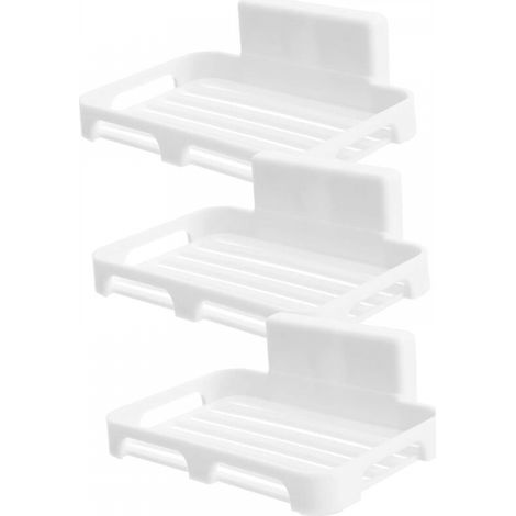 3 Pièces Lot de Porte Adhésifs Muraux sans Perçage avec Drainage Support Compact et Détachable pour Salle de Bain Cuisine et Buanderie Blanc (1/5)