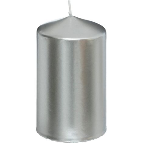Bougie Ronde Satin Argent 335G H 12 cm - Feeric Christmas