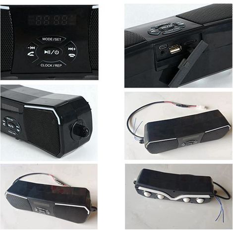 Rainbow LED Waterproof Bluetooth MP3 FM Support USB TF Card AUX Audio Player Suitable for Motorcycles (1/4)