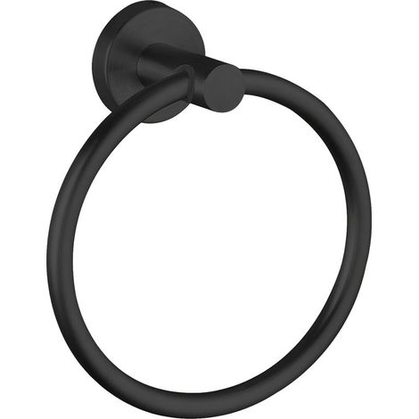 Anneau porte-serviettes mural, anneau porte-serviettes rond simple en acier inoxydable pour salle de bain et cuisine, noir (1/5)