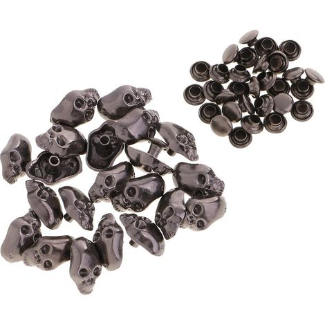 20 Ensembles Crâne Clous Punk Rivets Pour Sac Chaussures Maroquinerie 5x7mm Gris (1/5)