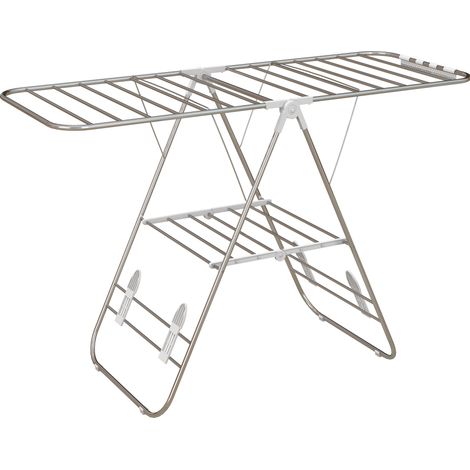 Stendibiancheria pieghevole in acciaio inox e plastica argento 148 x 60,5 x 98 cm HOMVRA (1/5)