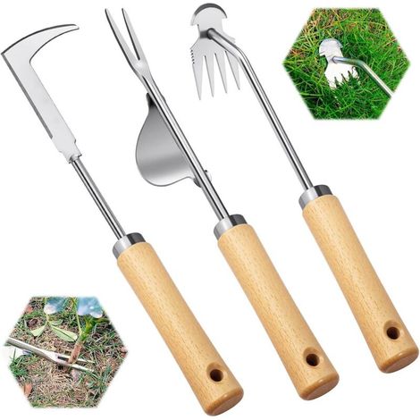 3Pack Outil d'arrachage de Mauvaises Herbes, pavé de désherbage Manuel, désherbeur de Fissures, Outil de désherbage de crevasses en Acier Inoxydable (1/5)