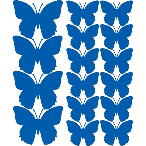 Adesivi murali a forma di farfalle, 32 pezzi, blu opaco (1/2)