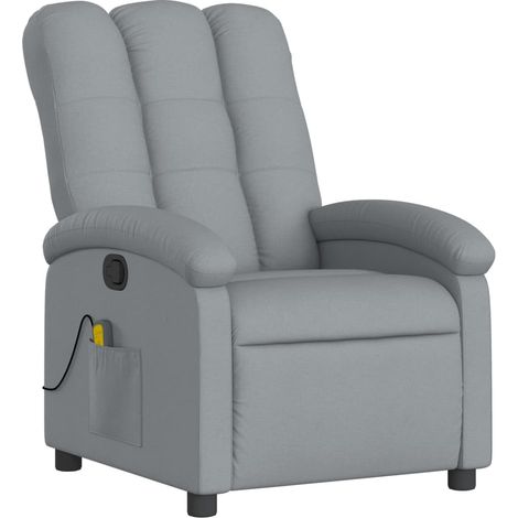 Poltrona relax TV funzione massaggio 6 punti massaggio reclinabili in tessuto grigio chiaro DEC026907
