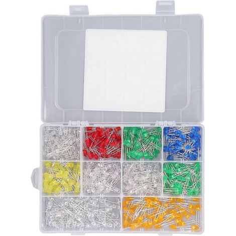500 Stück 5 mm LED-Leuchtdioden Weiß Warmweiß Rot Grün Blau Gelb Rosa Gelbgrün Lila UV Orange