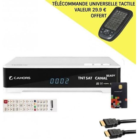 OFFRE: CAHORS MINI RÉCEPTEUR TV SATELLITE HD + CARTE D'ACCÈS TNTSAT V6 + CÂBLE HDMI + TÉLÉCOMMANDE UNIVERSELLE TACTILE REDLINE