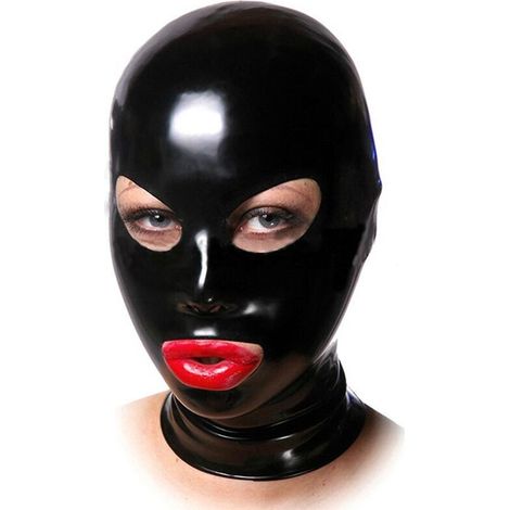Cagoule unisexe en latex avec ouverture pour la bouche, couvre-chef pour femmes et hommes, masque intégral, cagoule, déguisement, type BS (1/5)