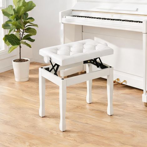 Pouf 1 place réglable en hauteur 64 x 35 x 45-55 cm blanc PU (1/5)