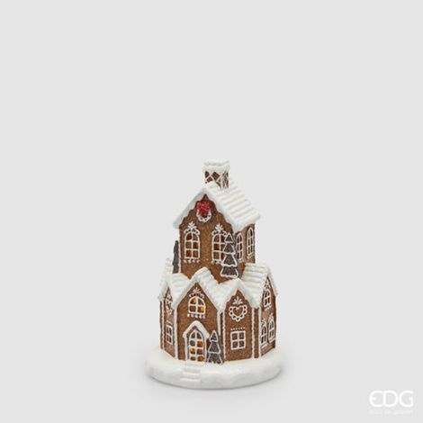 EDG, CASETTA DI MARZAPANE CON LED, 23X14X14CM, IN RESINA, COLORE NOCCIOLA, NATALE, DECORAZIONI DI NATALE
