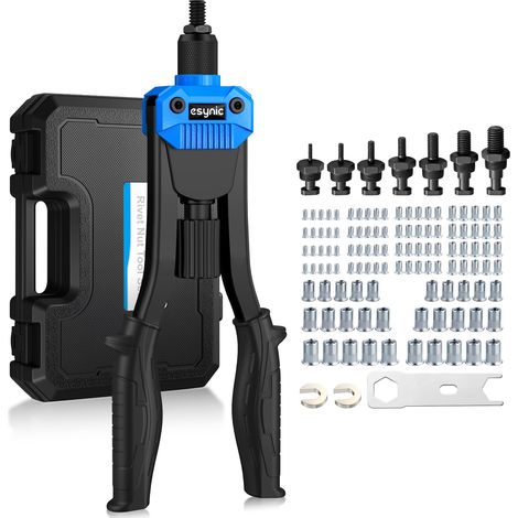 13" Pince à Insert Fileté avec 7 Mandrins M3 M4 M5 M6 M8 M10 M12 avec 110 Écrous Pince à Riveter Riveteuse Poignée Antidérapante Remplacement Aisé Pince à Rivet Insert avec Tui de Transport (1/5)