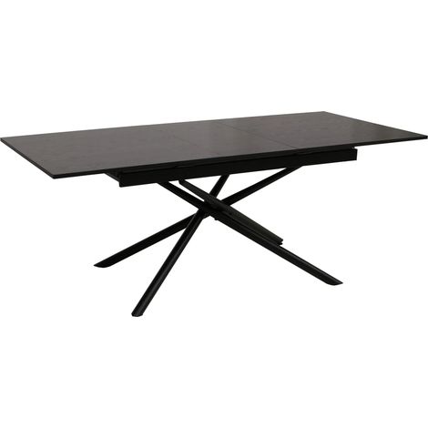 Table à manger table extensible structure en fer et plateau MDF extensible 160–200 x 90 cm finition effet pierre noir 040009290