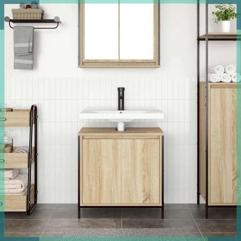 Meuble sous vasque - 861893 - chêne sonoma - 60 x 34,5 x 60 cm - 1 porte (1/5)