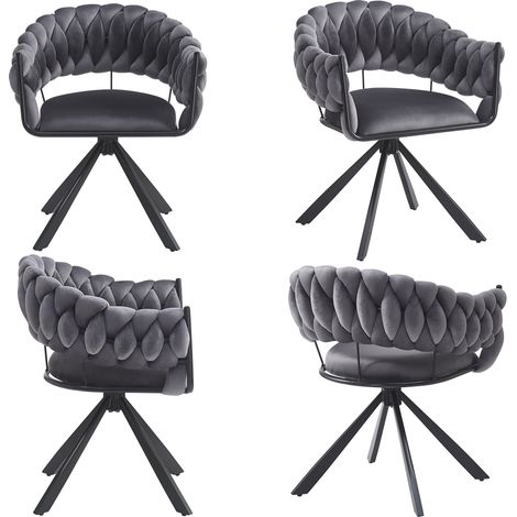 Chaise de salle à manger en velours haut de gamme (4 pièces), chaise de coiffeuse, chaise légère de luxe au style moderne, chaise moderne simple, chaise ergonomique, design de pieds réglables, pieds m