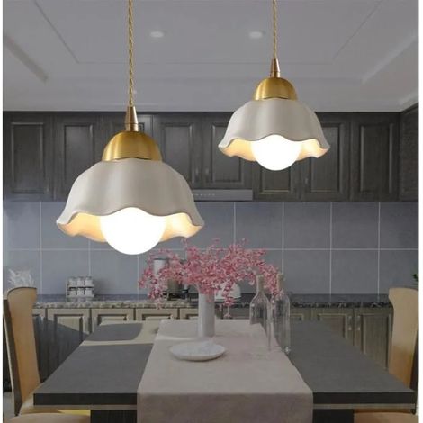 2x Lampe Suspension Industriel,Lustre Retro Abat-jour en Céramique Design Fleur Lampe de Plafond Style Vintage pour Salon (1/5)