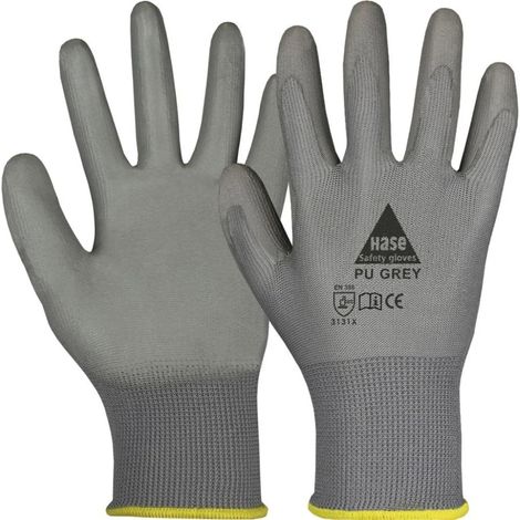10 Paar Montagehandschuhe PU grau, Gr. 6