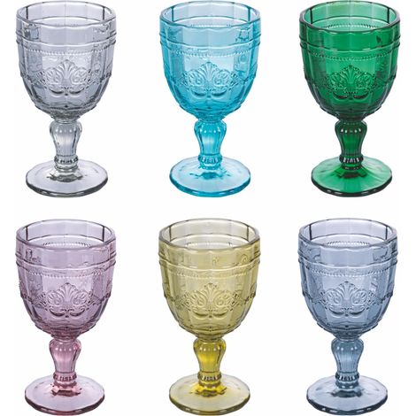 Lot de 6 verres 265 ml en verre Motif guilloché, Syrah (1/5)