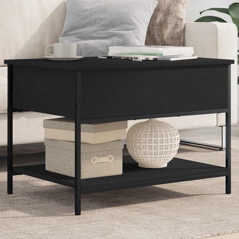 Table basse avec rangement caché noir en bois d’ingénierie et métal 70 x 50 x 50 cm - PANGIVO (1/5)