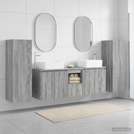 vidaXL Bathroom Furniture Set 5 pcs Grey Sonoma 33 x 34.5 x 100 cm (1/5)