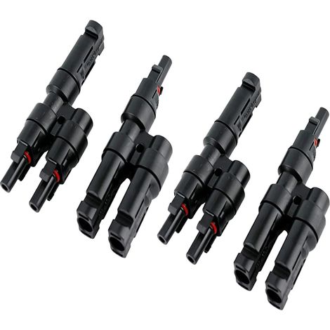 Connecteur T Branche 3 Voies pour Panneau Solaire, 2 a 1 Prise Solaire Parallele et Serie, Adaptateur de Cable Panneau Solaire, 4 Pieces (1/5)