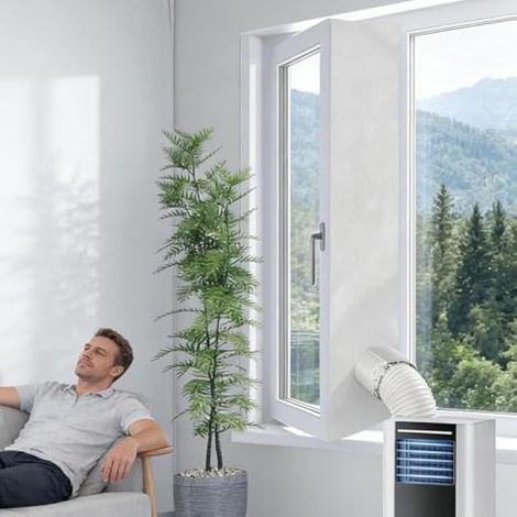 Kit de Calfeutrage Fenêtre pour Climatiseur - Sans Perçage Imperméable Joint Étanchéité Tissu Sortie d'Air Unité Mobile Maison Dortoir Appartement Location Hôtel Cuisine Restaurant Isolation (1/5)